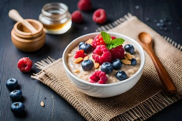 Fototapeta na wymiar oatmeal with berries