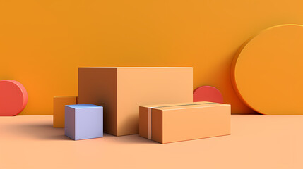 Simple product booth, podium, stage, product commercial photography background, cosmetics booth, 3D rendering