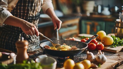 person taking cooking classes and learning new techniques generative ai