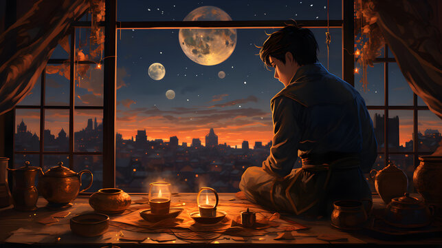 Ramadan lofi, anime style