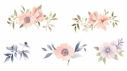 Fototapeta premium Floral frame with watercolor flowers, decorative flower background pattern, watercolor floral border background