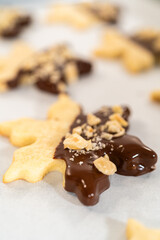 Making Cutout Sugar Cookies, Chocolate-Dipped, Hazelnut-Sprinkled