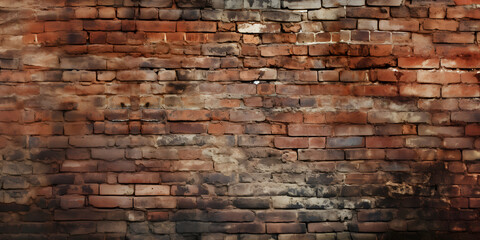 red brick wall, wide panorama of masonry, brick background, old brick