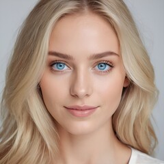 Fototapeta premium portrait of young happy blonde woman looks in camera, skin care beauty, skincare cosmetics, dental concept isolated over white background