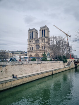 Notre Dame Cathedral seen from across the Siene, Paris