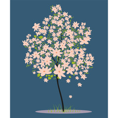 Illustrations seasonal trees, spring with flowers. It can be used for postcards, poster, magazines, children's books. 