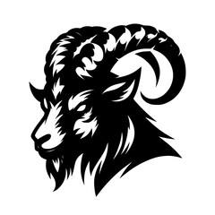Vector logo of an evil skeleton. black and white logo of a scary goat skull. professional logo for tattoos, emblems, logos