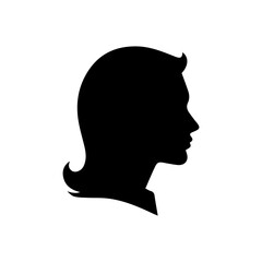 Silhouette heads. Female head avatars, professional profiles. Anonymous faces portraits, black outline photo vector unknown faceless set
