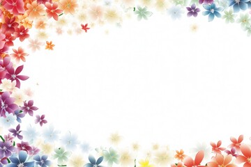 Obraz premium Frame with flowers, abstract colorful floral background, Colorful flowers in dreamy composition. 