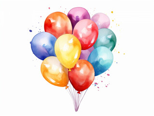 Vibrant Watercolor Balloons on white background
