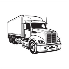 truck shipping car vector illustration black and white