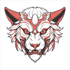 head mascot of kyubi vector art design illustration