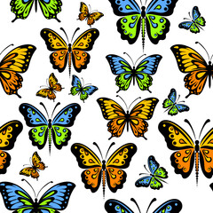 Seamless pattern of baby simple butterflies. hand drawing. Not AI, Vector illustration