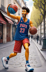 Fototapeta premium basketball player with ball at the Summer Olympics France 2024 