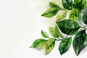 Green leaves on a white background