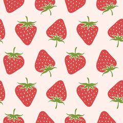 Summer doodle hand drawn strawberries seamless pattern, decorative strawberry texture textile design