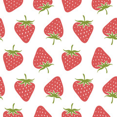 Summer doodle hand drawn strawberries seamless pattern, decorative strawberry texture textile design