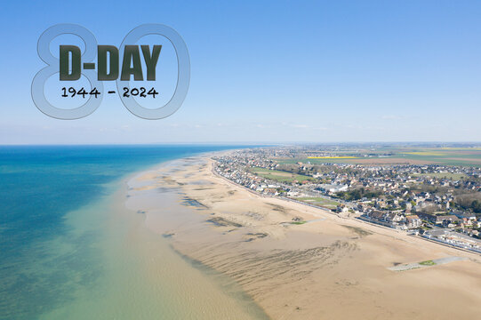 The 80th anniversary of the landings and the Overlord landing beach of Juno beach and the town of Bernieres sur Mer, in Arromanches les Bains