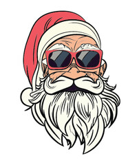 A jolly Santa Claus wearing a joyful smile on his face.vector art illustration.