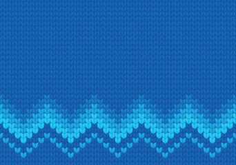 Blue knitted pattern for sweater, nordic winter background vector illustration with texture of woolen fabric - obrazy, fototapety, plakaty