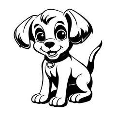 A cute puppy is sitting. Cartoon children's drawing. Vector illustration