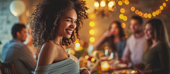 Pregnant woman grateful for support and presents, excited for celebrating pregnancy and motherhood with friends at home.