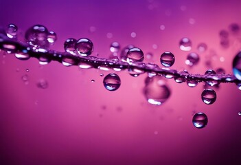 Water drop bubbles floating on a pink and purple background