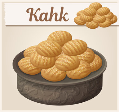 Kahk cookies vector icon, arabic baked dessert design, egyptian traditional sweets for celebration illustration