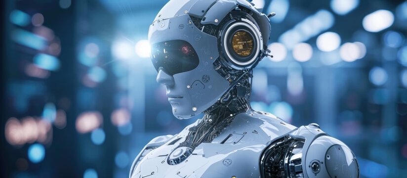 Using AI technology to develop and run a business on cloud computing with smart robots and futuristic transformation.