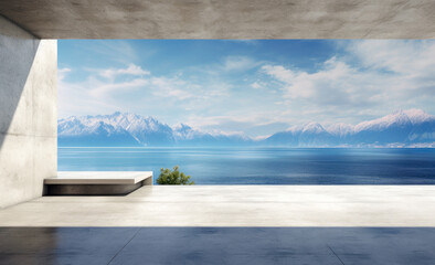 Deserted story amid modern office edifices, showcasing a backdrop of natural scenery.