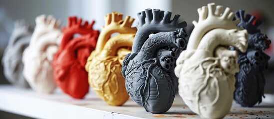 printer creates plastic models of human heart and art objects. - obrazy, fototapety, plakaty