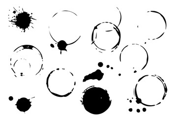 Set or collection of coffee / wine stains. Vector illustration 