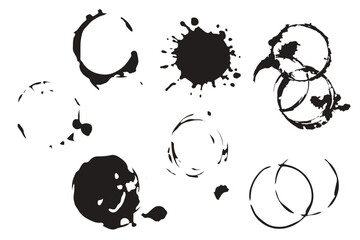 Set or collection of coffee / wine stains. Vector illustration 