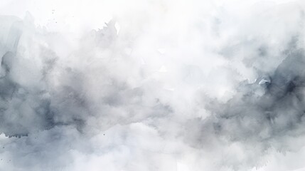 gray watercolor texture with abstract washes and brush strokes on the white paper background, copy space, 16:9
