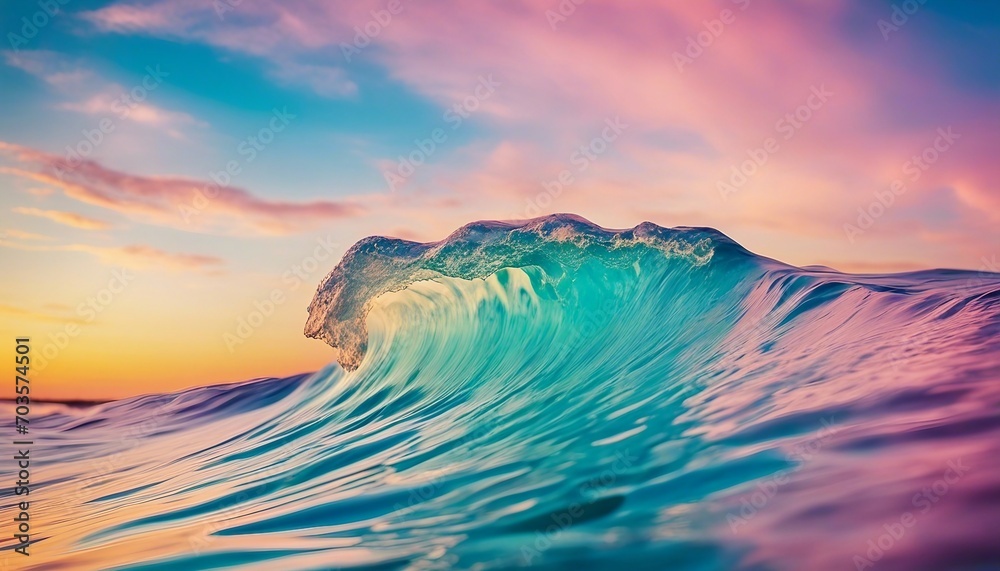 Wall mural blue ocean wave at sunset. beautiful nature background. 3d rendering - Wall murals