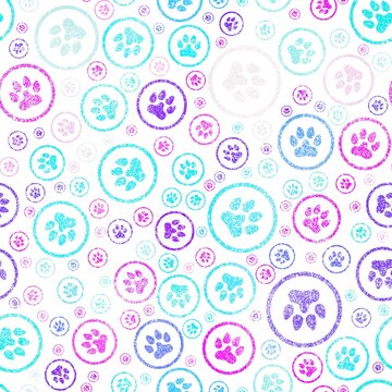 Cartoon animals footprints seamless cat and dog pattern for wrapping paper and fabrics and linens and kids