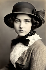 Ritratto vintage di donna, foto d'epoca, inizio Novecento