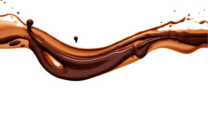 chocolate spill on transparent, white background