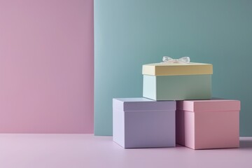 Trendy minimalistpastel packaging , boxes. Mockup for branding