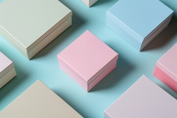 Fototapeta na wymiar Trendy minimalistpastel packaging , boxes. Mockup for branding