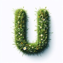 Naklejka premium Grass letter U. AI generated illustration