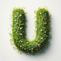 Grass letter U. AI generated illustration