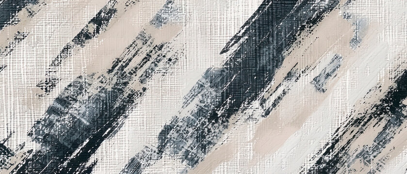 Background texture of grey and beige french linen broken stripes, generative AI artistic backdrop © Olena Panasovska