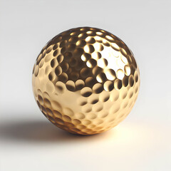 Gold Golf Ball Isolated with Shadow 3D