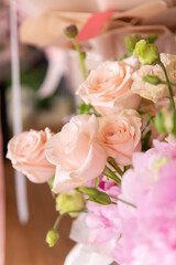 wedding decoration and decor. arrangement of flower bouquets at an event