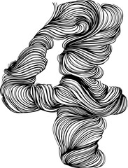 Obraz premium Wavy stripe lines number drawing