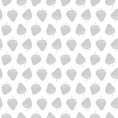 Summer doodle hand drawn strawberries seamless pattern, decorative strawberry texture textile design