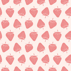 Summer doodle hand drawn strawberries seamless pattern, decorative strawberry texture textile design