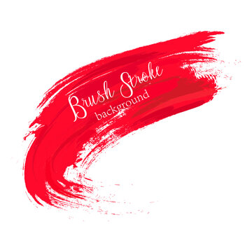 Red brush stroke on a white background. Smear paint. Grunge hand painted with red brush strokes. Grunge brushes. Messy art design. Vector illustration