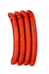 Schinkenknacker Mettwurst mit Paprika auf weißem Hintergrund